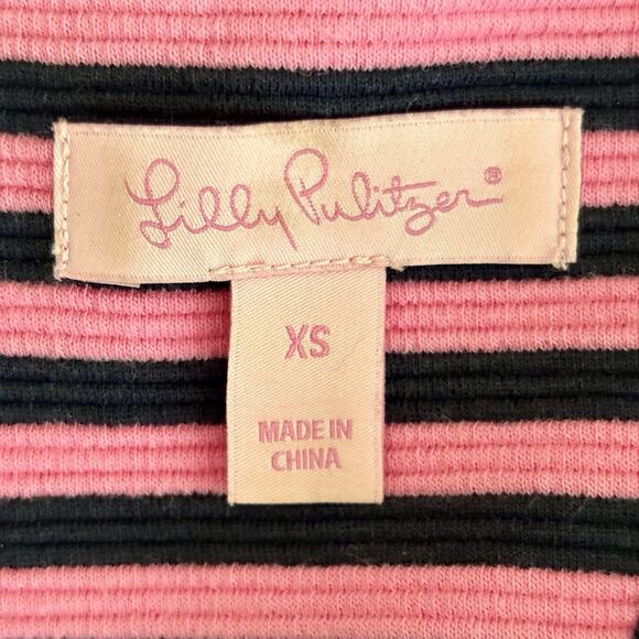 Lilly Pulitzer Size XS Brielle Barbie Pink Stripe Stretch Fit Flare Dress $188 - Picture 4 of 7